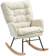 HOMCOM Fotel bujany, szerokie siedzisko, wysokie oparcie, rama bukowa, do 120 kg, Beżowy