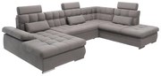 Szary rozkładany narożnik ze schowkiem (prawostronny/w kształcie litery U) Merkur – Ropez