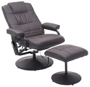 HOMCOM Fotel do Masażu Relax z Podnóżkiem 10 Punktów Wibracji Elegancki Brązowy | Aosom PL