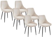 Zestaw 6 krzeseł ze sztruksu i metalu - Kremowy - MASURIE