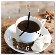 Zegar szklany kwadratowy Kawa