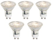 Zestaw 5 żarówek LED GU10 50mm z 3-stopniową regulacją jasności w Kelwinach, przezroczyste, 4,9W 450 lm 2000-2700K