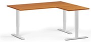 Narożne biurko z regulacją wysokości, 160x140 cm, 3 silniki, L/P, biała podstawa, czereśnia