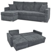 Narożnik Bonito rozkładany z funkcją spania Family Meble sztruks ciemno szary