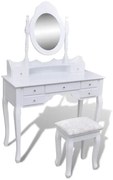 Biała toaletka z lustrem i krzesłem B9-W10