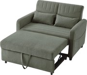 Rozkładana sofa 2-osobowa rozkładana - 114 x 77 x 82,5 cm - regulowane oparcie - tkanina bawełniano-lniana - kolor zielony