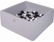 Kwadratowy Suchy Basen Z Piłeczkami 7cm Dla Dziecka, 110x110x40cm/400 Piłek, Bawełniany, Jasnoszary, Piłki: Czarne, Białe, Szare - Meowbaby®