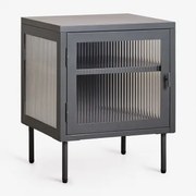 Stolik Pomocniczy Z Stali I Szkła Paoline Czarny Węgiel - Sklum