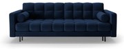 Ciemnoniebieska aksamitna rozkładana sofa ze schowkiem 222 cm Bali – Cosmopolitan Design