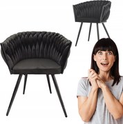 Ozdobny fotel z podłokietnikami Tilo czarny krzesło welwet Family Meble