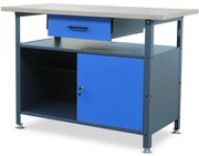 Stół warsztatowy ERIC, 1200 x 850 x 600 mm, antracytowo-niebieski