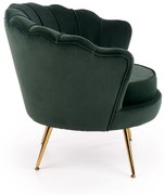 ALMA fotel wypoczynkowy ciemny zielony, złoty, muszla, toaletka