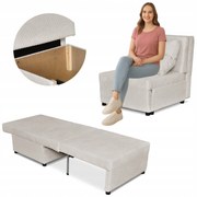 Fotel rozkładany funkcja spania KIMO pojemnik na pościel Family Meble beż