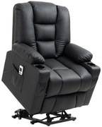 HOMCOM Fotel masujący z podnóżkiem pomocny w wstawaniu do 150kg fotel relaksacyjny | Aosom PL