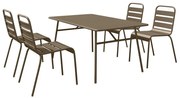 Zestaw mebli jadalnianych ogrodowych z metalu - stół o dł. 160 cm i 4 sztaplowane krzesła - Taupe - MIRMANDE marki MYLIA