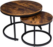 Komplet 2 okrągłych stolików kawowych loft W3-H29