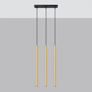 Lampy wiszące nowoczesny Brill, stal - 3 źródło światła 4000K - L.30 x H.90 cm - złoty połysk
