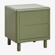 Prostokątny Stolik Nocny 45x40 Cm Z Stali Michigan Intensywny Verde Olive - Sklum