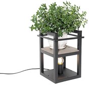 Industrialna lampa stołowa czarna z drewnem - Cage RackPrzemysłowy Oswietlenie wewnetrzne
