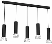 Lampa Wisząca, 5 kloszy, czarna, nad stół DANTE BLACK/SILVER 5x mini GU10