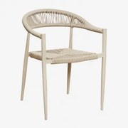 Zestaw 2 Krzeseł Do Jadalni, Które Można Ustawiać Jedno Na Drugim, Z Podłokietnikami Z Aluminium I Syntetycznego Rattanu Amatria Kremowa Tapioca -