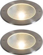 Zestaw 2 nowoczesnych reflektorów gruntowych stalowych z LED 20W - Bridge