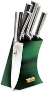 Zielony zestaw stalowych noży w stojaku A9-B77