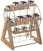 Stojak na przyprawy bambusowy + 15 pojemników, komplet