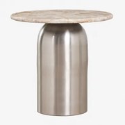 Stolik Pomocniczy Okrągły Ø40 Cm Alliser Clear Brush & Marmur Beige Panther - Sklum