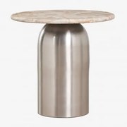 Stolik Pomocniczy Okrągły Ø40 Cm Alliser Clear Brush & Marmur - Sklum