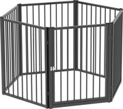 PawHut Wybieg dla Szczeniąt, Wybieg dla Psów, Wybieg dla Szczeniaków, 6 Paneli z Drzwiami, Składany i Przenośny Płotek dla Psów, Stal, Czarny