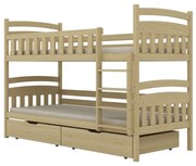 Łóżko piętrowe JULITA 160x80 sosna lakierowana drewniane z szufladami KOCOT KIDS