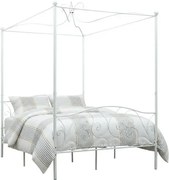 Białe podwójne łóżko z baldachimem 160x200 cm B6-A19