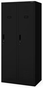 Szafka ubraniowa BHP czarna: czterokomorowa KACPER, 800 x 1800 x 500 mm