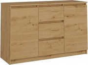 Komoda Malwa 2D3S | Dąb Artisan |120x40x75 cm | 2 Drzwi 3 Szuflady