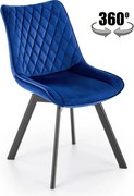 Krzesło tapicerowane K520 VELVET granatowe obracane HALMAR
