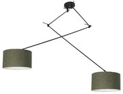 Inteligentna lampa wisząca czarna z abażurem 35 cm zielonym w komplecie z 2 żarówkami WiFi A60 - Blitz Nowoczesny Oswietlenie wewnetrzne