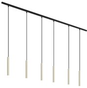 Nowoczesny system oświetlenia szynowego z 6 lampami wiszącymi w kolorze beżowym i czarnym, jednofazowy - Slimline Keno