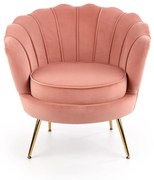 ALMA fotel wypoczynkowy jasny różowy, złoty, muszla, velvet, toaletka