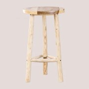 Wysoki Okrągły Stół Ø60 Cm Z Drewna Narel Brązowy Naturalne Drewno - Sklum