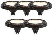 Zestaw 5 ściemnialnych żarówek LED GU10 AR111 czarne 8W 600lm 2700K