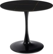 Stół Okrągły SANDER 89 cm Ceramiczny Czarny do Salonu Nowoczesny Glamour