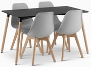 Zestaw jadalniany 1 + 4, czarny stół ADRIA 120x80 cm + szare krzesło KITO