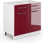 Szafka dolna do kuchni bordowa czerwień wysoki połysk 80x51.6x82 fame-line