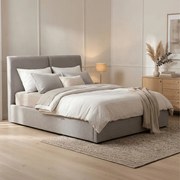 Łóżko Tapicerowane 140x200 cm MARSYLIA ze Stelażem i Pojemnikiem Dwuosobowe Szare