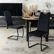 Krzesło Tapicerowane LOPEZ Czarne Na Płozach Welurowe Nowoczesne