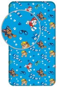 Niebieskie bawełniane prześcieradło dziecięce jednoosobowe z gumką 90x200 cm Paw Patrol – Jerry Fabrics