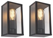 Zestaw 2 lamp ściennych w stylu industrialnym czarnych 26 cm IP44 - Charlois