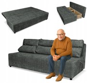 Kanapa sofa KIMO funkcja spania pojemnik Family Meble Ramona c. szary welur