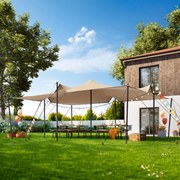 TOOLPORT Namiot Stretch 4,5 x 6 m, w zestawie ze słupami stalowymi, kolor: piaskowy - (1700)